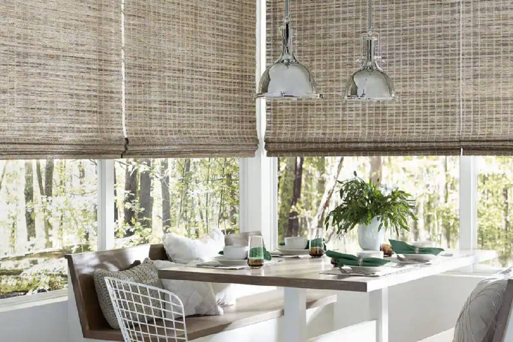 Kirsch® Woven Wood Shades collection, natural shades, bamboo blinds, window treatments near Eugene, Oregon (OR)