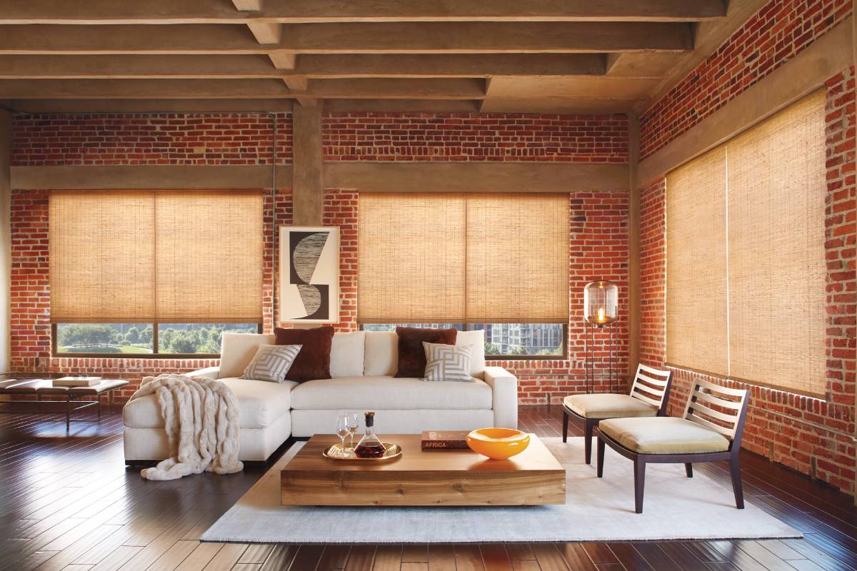 Hunter Douglas Provenance® Woven Wood Shades in a home near Eugene, OR